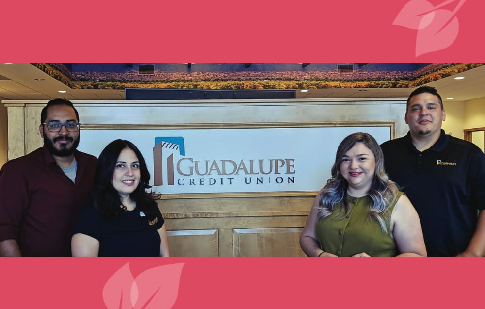 The Guadalupe Credit Union Team: Adrian Hernandez Financial<br />
Coach and Outreach Coordinator, Paulina Terrazas Financial Coach and<br />
Outreach Coordinator, Gabriela Leon Financial Coach and Outreach Manager,<br />
and Julio Rosales Financial Coach and Outreach Coordinator.<br />
Photo courtesy of Guadalupe Credit Union.